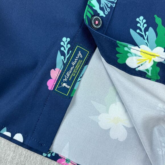 William Murray Shirt Mens S Short Sleeve Button Up Blue Floral Pattern Golf NEW - Picture 6 of 14